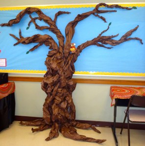 The bare tree before students arrived.