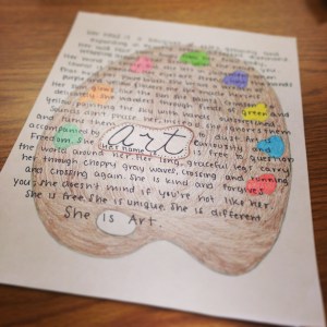 Personifying art--one piece from a student's multigenre project.