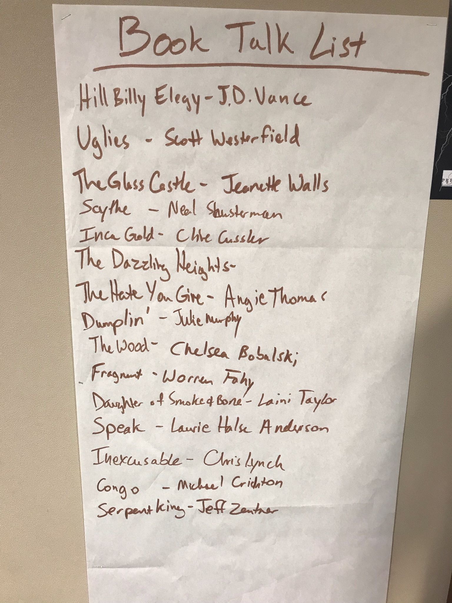 Coach Moore Book Talk List